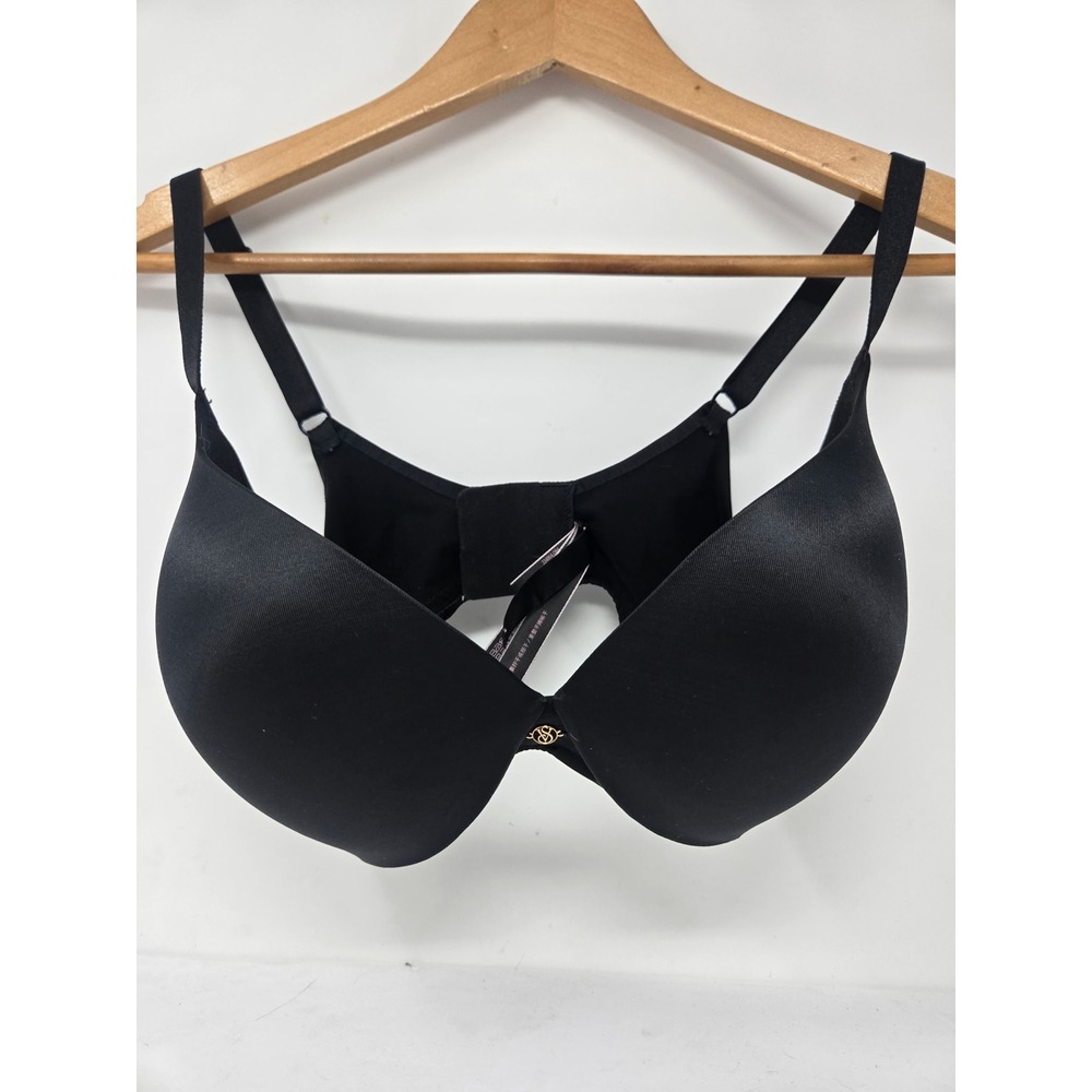 Victoria's Secret So Obsessed Push Up Bra Black 34DDD Underwire Logo Charm